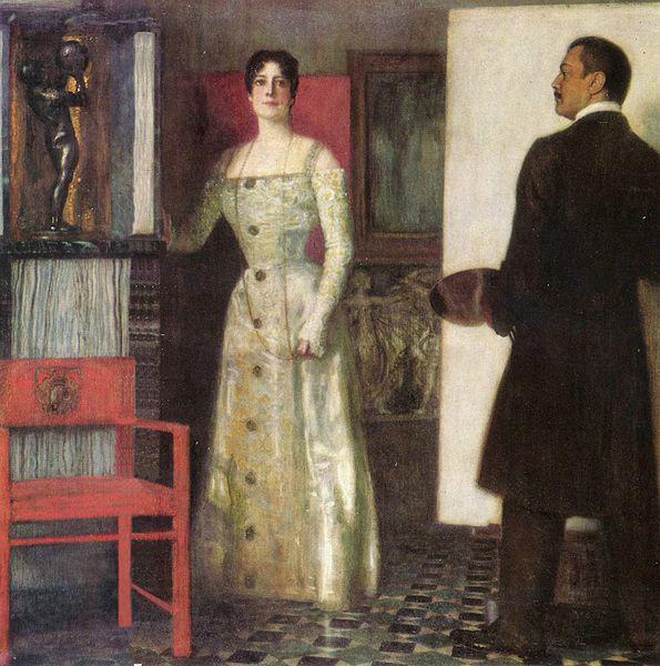 Franz von Stuck Selbstportrat des Malers und seiner Frau im Atelier Germany oil painting art